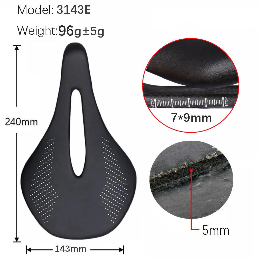 ELITA ONE MTB/Road Bike Saddle 240*143mm Carbon Fiber Super Light Leather 96g