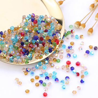 Wholesale 1000pcs Big Bag Colorful 4mm Bicone Crystal Beads Glass Beads Loose Spacer Beads bracelet Jewelry Making Accessories