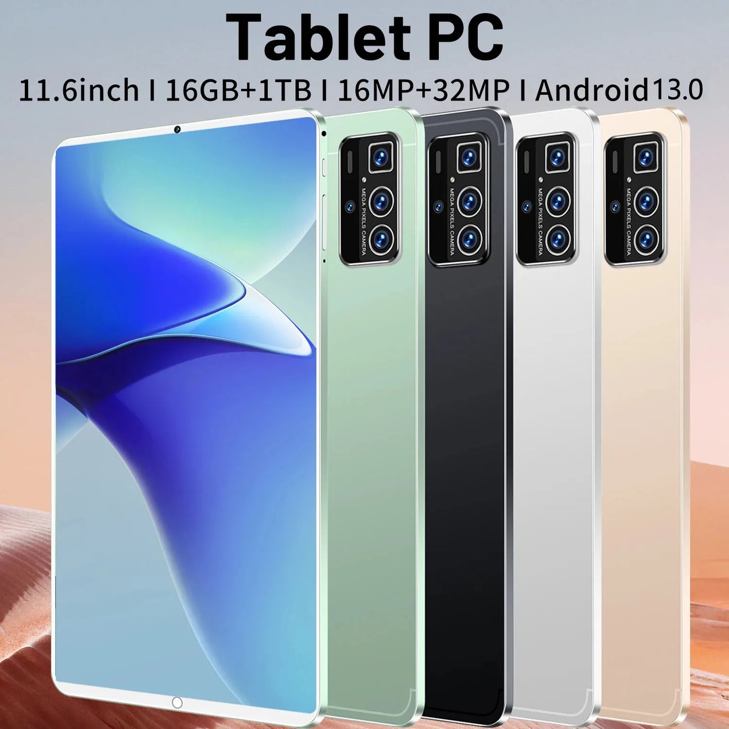 Tableta 5G 2025 Android 13.0 a estrenar 11.6 pulgadas 16 GB RAM 1 TB ROM Tablet 16 MP 32 MP 12000 mAh 10 núcleos WIFI Bluetooth Red Tablet