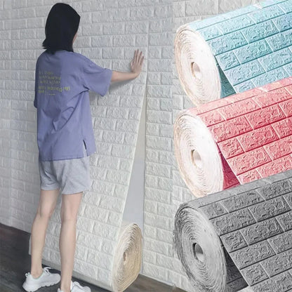 DIY 3D Wall Sticker Wallpaper Roll Self Adhesive Foam Brick Soft Kitchen Room Wall Decor Wall Panels Background Wall Decoration