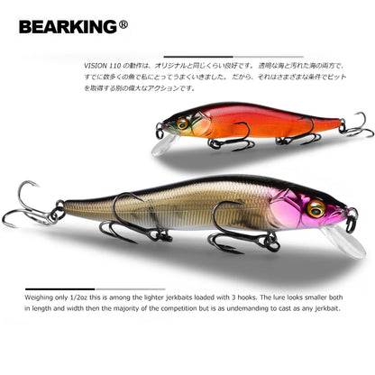 BEARKING 11cm 14g Señuelos de pesca duros superiores Cebos de calidad Minnow Wobblers Buena acción Aparejos de pesca profesionales artificiales