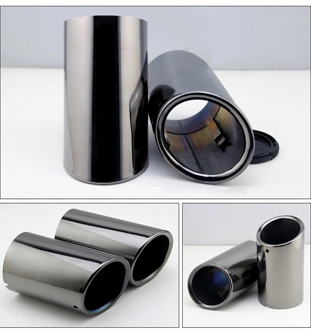 AQTQAQ Chrome Plating Stainless Steel Car Exhaust Muffler Tip Pipes Covers for Audi A1 A3 A4 TT 2009-2015 / VW Volkswagen PASSAT