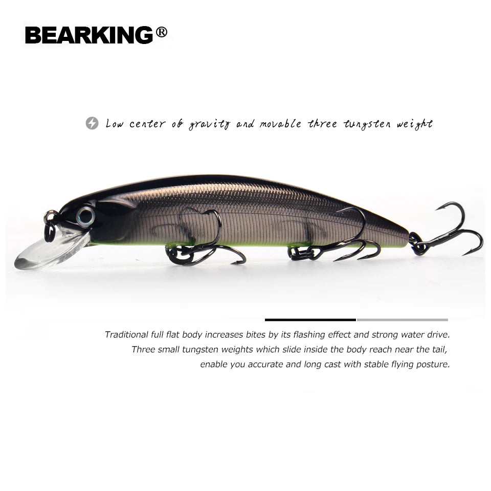 Señuelos de pesca de nuevo modelo, cebo duro, wobblers de calidad, sistema de peso superpesado Bearking 11 cm 17 g Dive 1,5 m, lanzamiento largo SP minnow