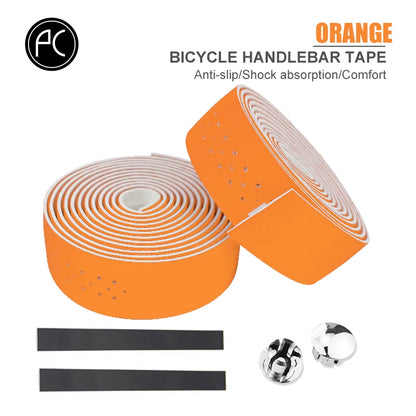 PCycling Bicycle Handlebar Tape Road Bike PU Leather Perforated Belt Breathable Soft Bike Handlebar Tape MTB Fixed Gear Belt