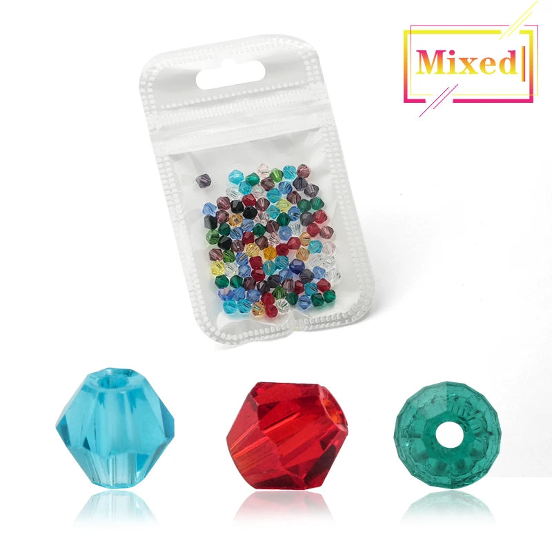 Venta al por mayor, 1000 piezas, bolsa grande, coloridas, 4 mm, cuentas de cristal bicono, cuentas de vidrio, cuentas espaciadoras sueltas, pulseras, accesorios para hacer joyas