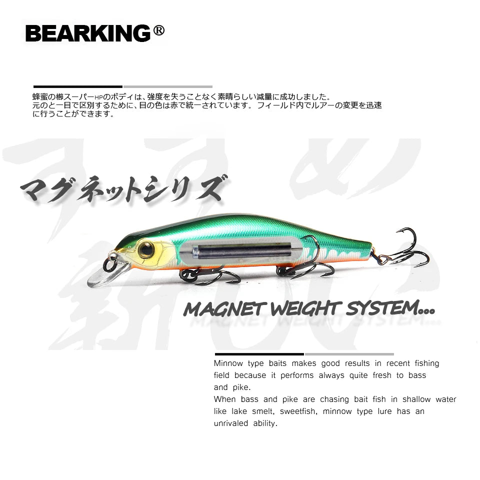 Bearking 11cm 17g magnet weight system long casting New model fishing lures hard bait dive 0.8-1.2m quality wobblers minnow