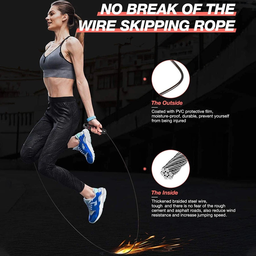 Rapid Speed Jump Rope Steel Wire Skipping Rope Exercise Adjustable Jumping Rope Fitness Workout Training Home Sport Equipment