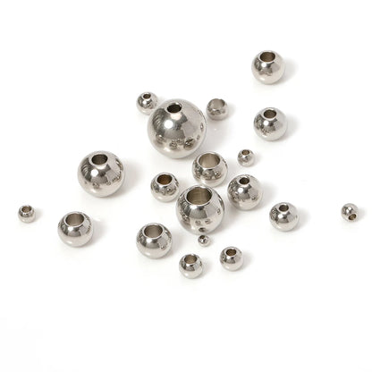 100pcs 3-10mm Stainless Steel Beads for Jewelry Making Loose Spacer Beads Ball Hole 1.2-5mm for Bracelets Jewelry Components DIY