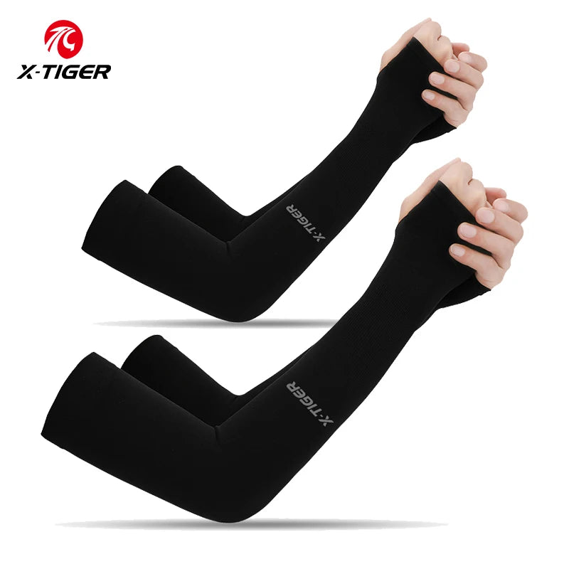 Mangas de ciclismo X-TIGER Tejido de hielo Protector solar anti-UV Manga de ciclismo para correr Deportes al aire libre Calentadores de brazos de ciclismo para hombres y mujeres