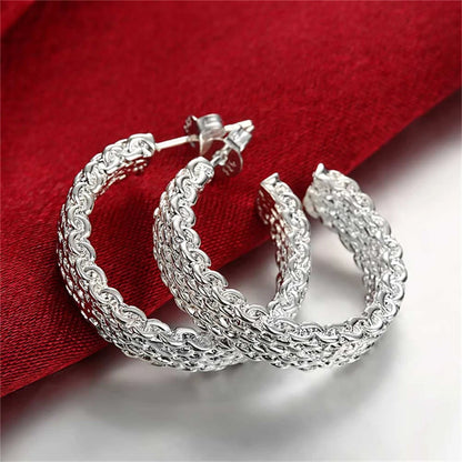 DOTEFFIL Pendientes de plata de ley 925 de moda para mujer, pendientes redondos, regalo de Navidad, fiesta, joyería de boda