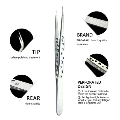 NAGARAKU Eyelash Extension Tweezers Makeup Stainless Steel Eyelash 3D accurate Clip