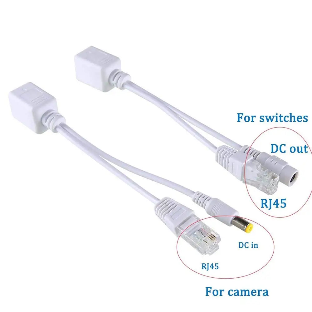 1 par de cables POE, cable adaptador pasivo de alimentación a través de Ethernet, divisor POE, módulo de fuente de alimentación de inyector RJ45 de 12-48 V para cámara IP