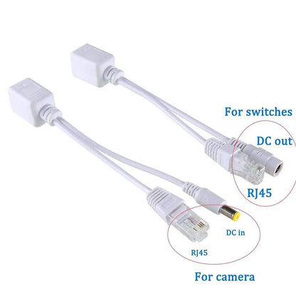 1 par de cables POE, cable adaptador pasivo de alimentación a través de Ethernet, divisor POE, módulo de fuente de alimentación de inyector RJ45 de 12-48 V para cámara IP