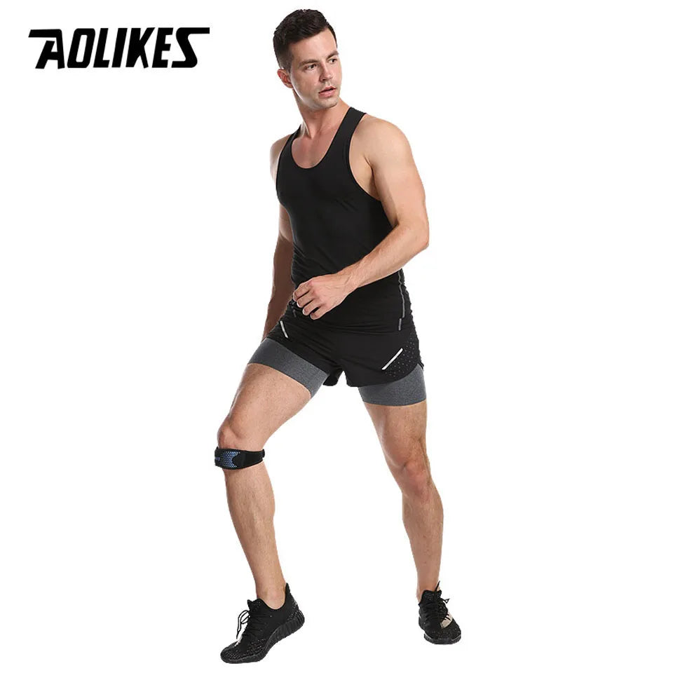 AOLIKES 1 rodillera ajustable para aliviar el dolor de rodilla, estabilizador de rótula, soporte para senderismo, fútbol, ​​baloncesto, correr y deportes