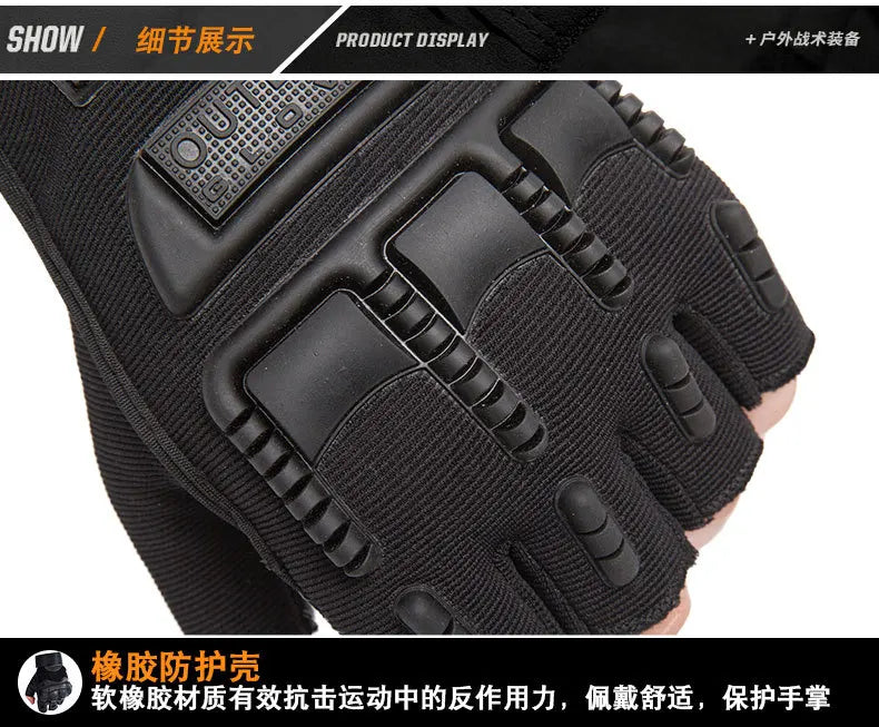 1Pair Gear Fingerless Hard Knuckle Tactical Gloves Men Half Finger Fitness Sport Gym Driving Riding Motorcycle Gloves