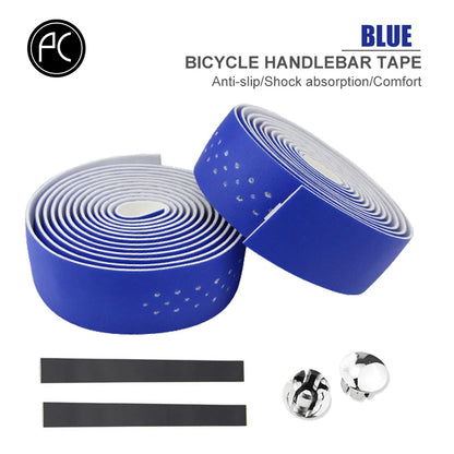 PCycling Bicycle Handlebar Tape Road Bike PU Leather Perforated Belt Breathable Soft Bike Handlebar Tape MTB Fixed Gear Belt