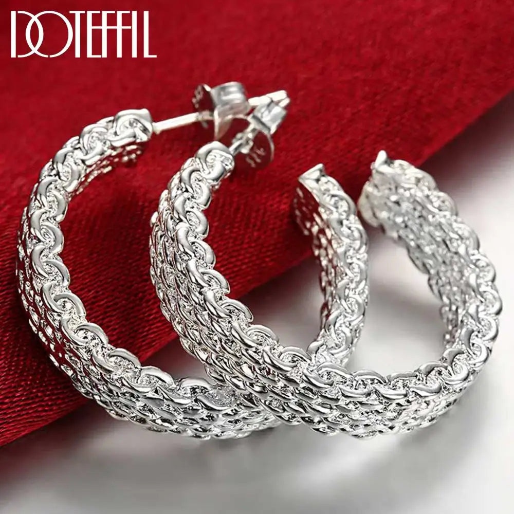 DOTEFFIL Pendientes de plata de ley 925 de moda para mujer, pendientes redondos, regalo de Navidad, fiesta, joyería de boda