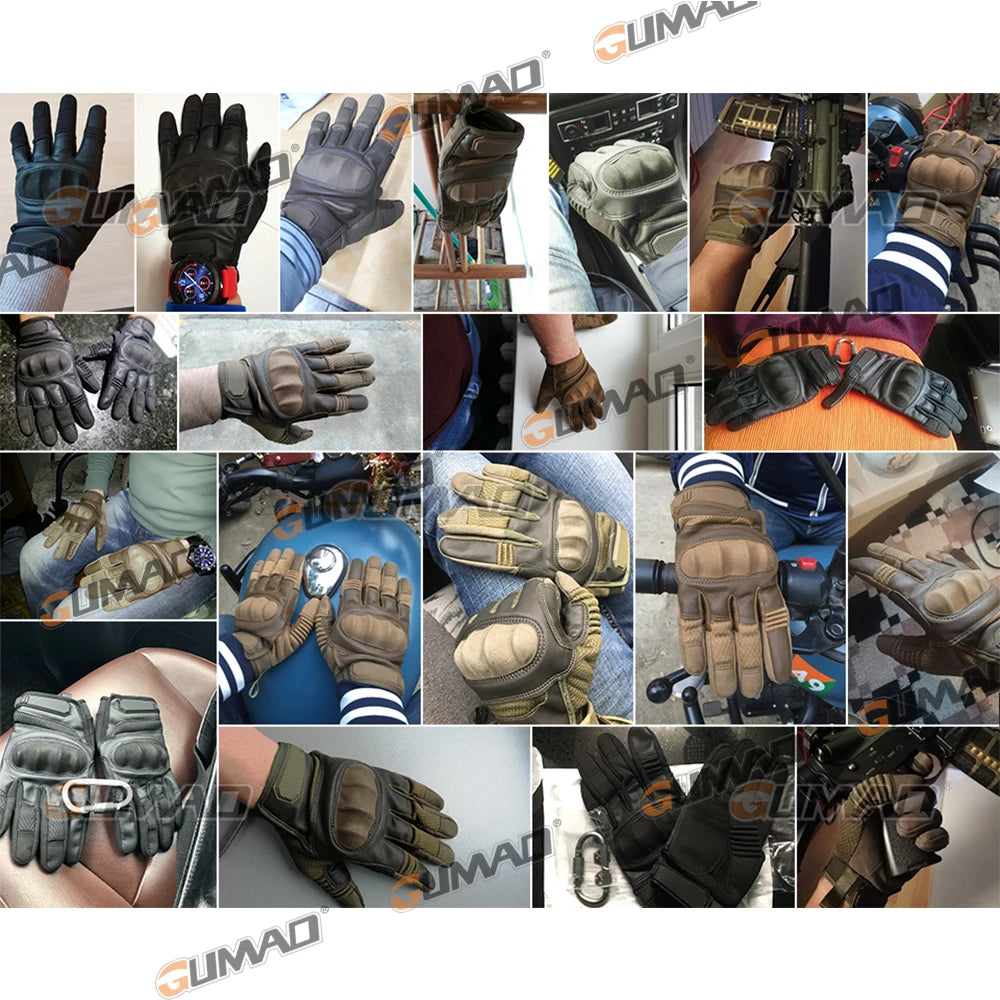 Guantes tácticos de cuero PU con pantalla táctil para ciclismo, de carcasa dura, para senderismo, combate, caza, airsoft, conducción, bicicleta, antideslizantes