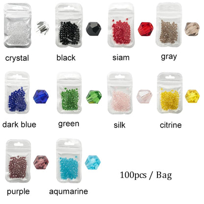 Wholesale 1000pcs Big Bag Colorful 4mm Bicone Crystal Beads Glass Beads Loose Spacer Beads bracelet Jewelry Making Accessories