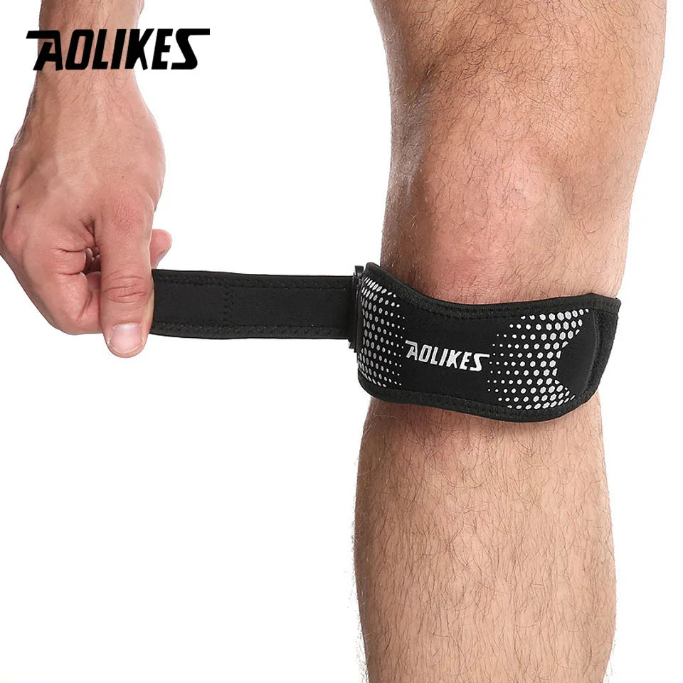 AOLIKES 1 rodillera ajustable para aliviar el dolor de rodilla, estabilizador de rótula, soporte para senderismo, fútbol, ​​baloncesto, correr y deportes