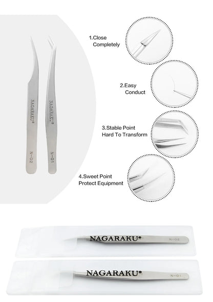 NAGARAKU Eyelash Extension Tweezers Makeup Stainless Steel Eyelash 3D accurate Clip