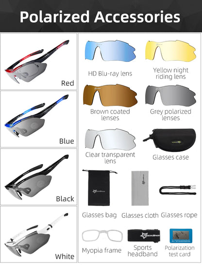 ROCKBROS Cycling Polarized glasses Bike Photochromic Outdoor Sports Sunglasses MTB PC Goggles Eyewear 5/3 Lens Bicycle Accessory