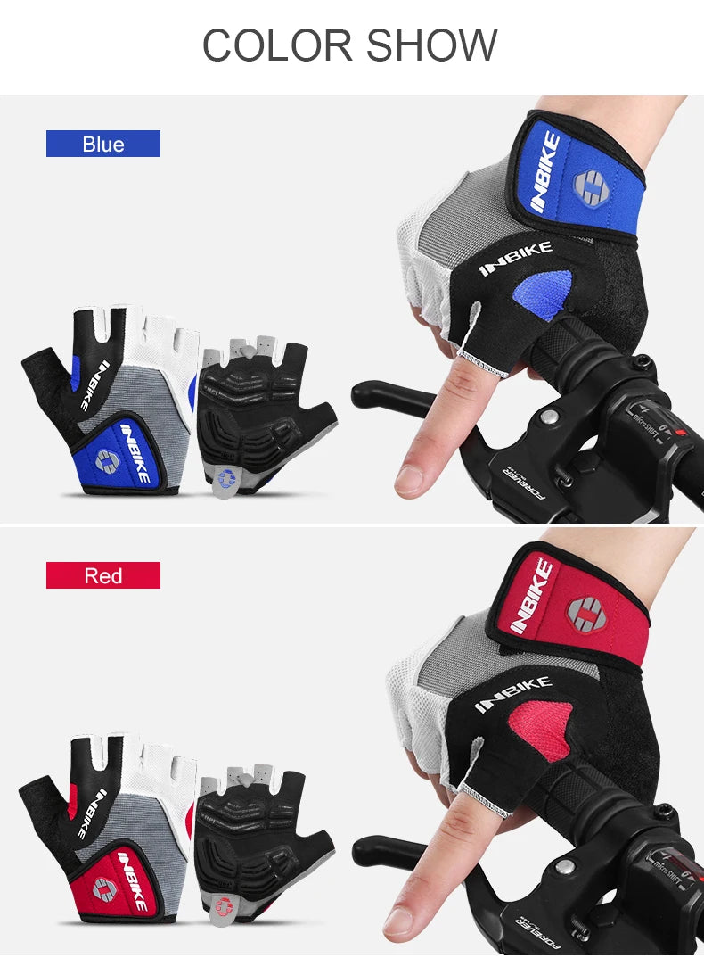 INBIKE Shockproof GEL Pad Cycling Gloves Half Finger Sport Gloves Men Women Summer Bicycle Gym Fitness Gloves MTB Gloves IF239