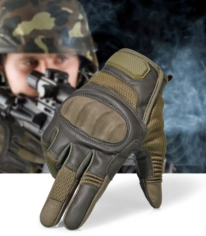 Guantes tácticos de cuero PU con pantalla táctil para ciclismo, de carcasa dura, para senderismo, combate, caza, airsoft, conducción, bicicleta, antideslizantes