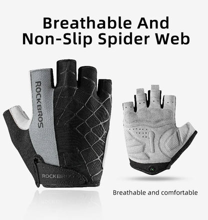 ROCKBROS Cycling Bike Gloves Half Finger Shockproof Breathable MTB Mountain Bicycle Sports Gloves Men Women Cycling Equipment