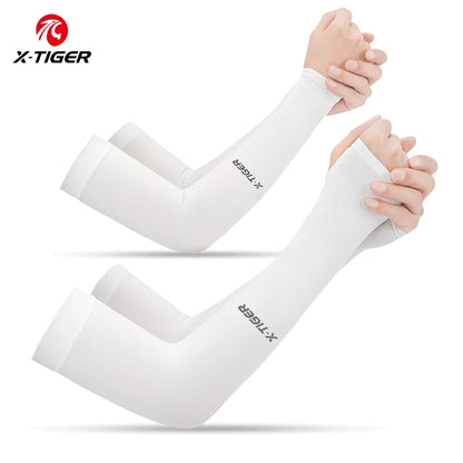 X-TIGER Cycling Arm Sleeves Ice Fabric  Anti-UV Sunscreen Running Cycling Sleeve Outdoor Sport Cycling Arm Warmers Men Women