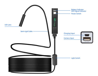 KERUI 1200P/720P WiFi Endoscope Waterproof Inspection Snake Mini Camera USB Borescope for Car for Iphone & Android Smartphone