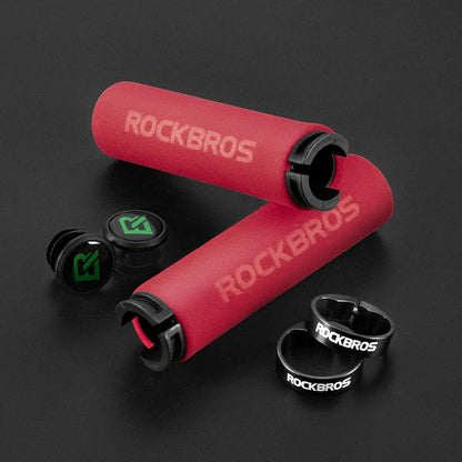 Puños de bicicleta ROCKBROS, puños de manillar de esponja de silicona para MTB, puños de bicicleta suaves que absorben los golpes y antideslizantes, puños de ciclismo ultraligeros