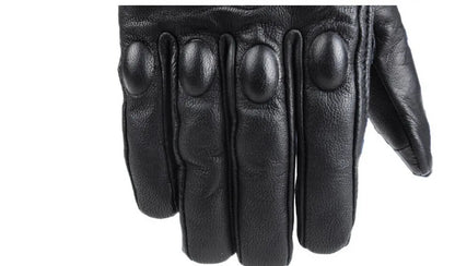 Touch Screen Real Leather Motorcycle Skidproof Hard Knuckle Full Finger Gloves Protective Gear for Outdoor Sports Motocross ATV