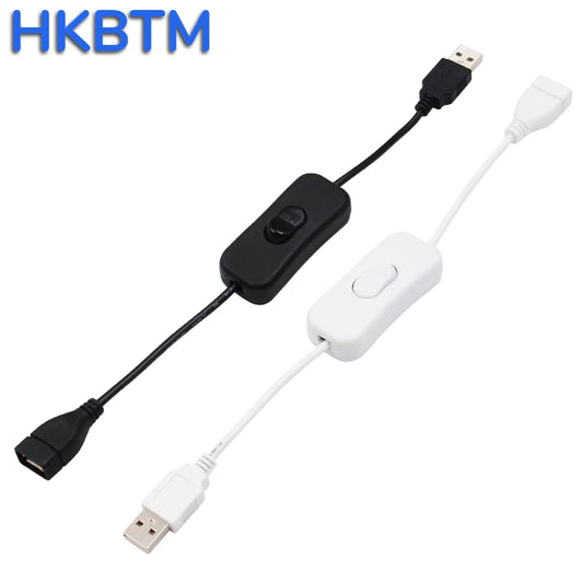 Cable USB HKBTM de 28 cm con interruptor de encendido/apagado, cable de extensión para lámpara USB, línea de suministro de energía para ventilador USB, adaptador duradero de VENTA CALIENTE