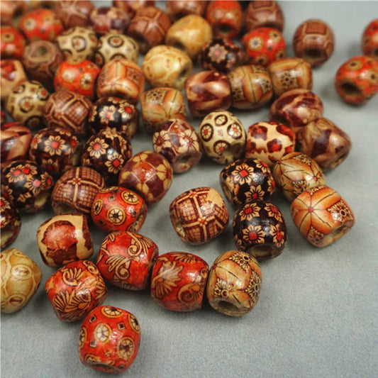 Louleur High Quality Vintage Natural Big Hole Wooden Beads For Necklace Bracelet Charms for Diy Jewelry Making Hair Accessories