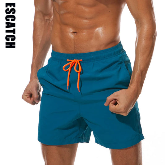 ESCATCH Man Swimwear Swim Shorts Trunks Beach Board Shorts Swimming Pants Swimsuits Mens Running Sports Surffing Shorts