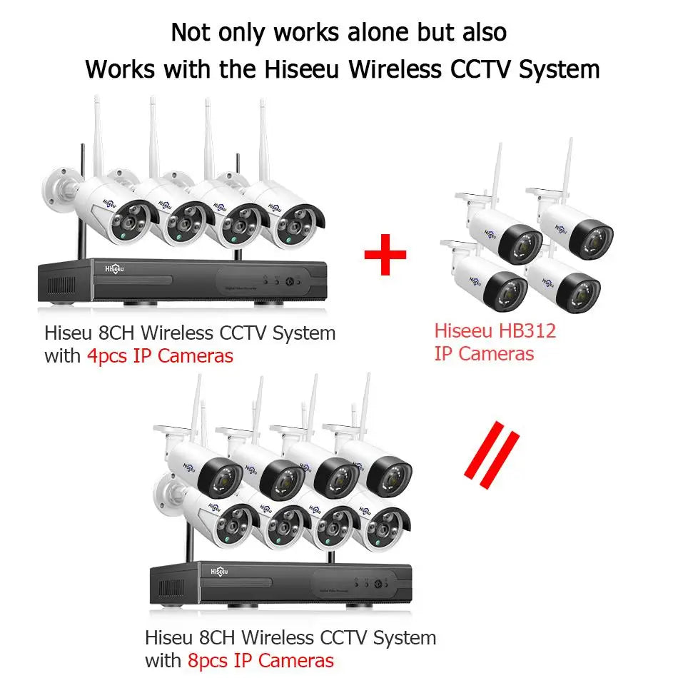 Cámara IP inalámbrica Hiseeu de 3 MP y 5 MP para exteriores, impermeable, CCTV, WiFi, cámara de seguridad P2P para sistema inalámbrico Eseecloud