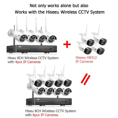 Cámara IP inalámbrica Hiseeu de 3 MP y 5 MP para exteriores, impermeable, CCTV, WiFi, cámara de seguridad P2P para sistema inalámbrico Eseecloud