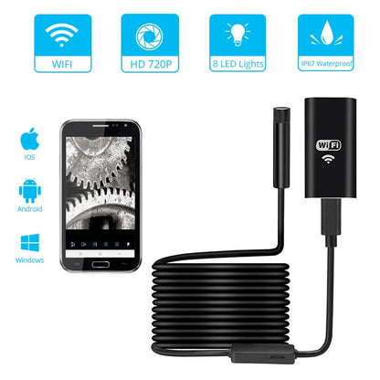 KERUI 1200P/720P WiFi Endoscope Waterproof Inspection Snake Mini Camera USB Borescope for Car for Iphone & Android Smartphone