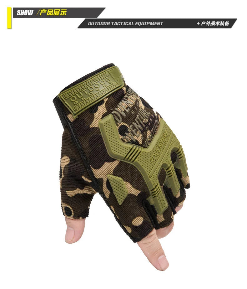 1Pair Gear Fingerless Hard Knuckle Tactical Gloves Men Half Finger Fitness Sport Gym Driving Riding Motorcycle Gloves