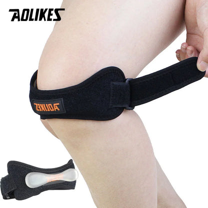 AOLIKES 1 rodillera ajustable para aliviar el dolor de rodilla, estabilizador de rótula, soporte para senderismo, fútbol, ​​baloncesto, correr y deportes