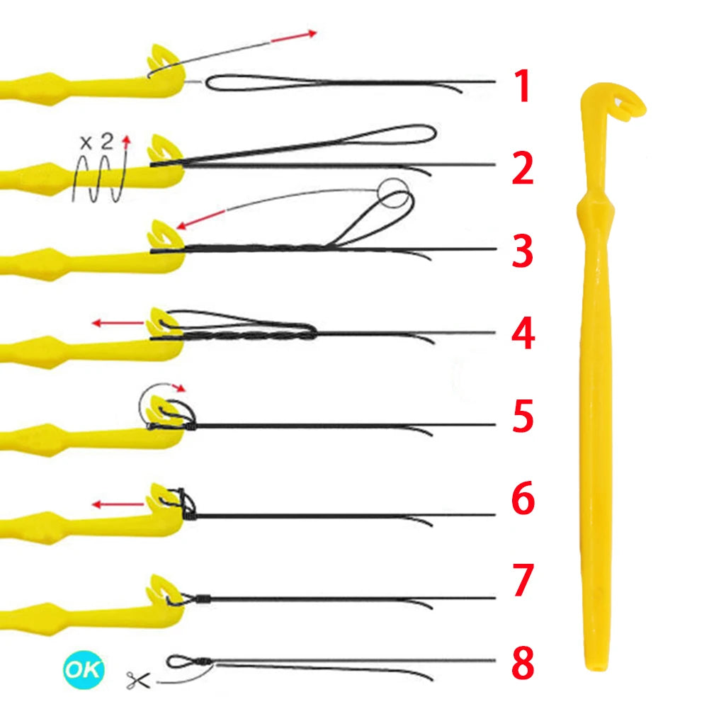 Herramienta para hacer nudos con anzuelos de pesca de metal completo y dispositivo para hacer bucles y quitar anzuelos, accesorio para pesca de carpas