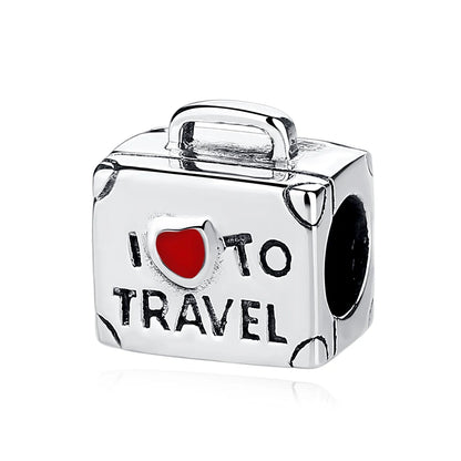 Original 925 Sterling Silver Charm Bead Travel London Bus Camera Suitcase Paris Charms Fit Pan Brand Bracelets Women Diy Jewelry