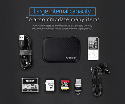 ORICO 2.5 Hard Disk Case Portable HDD Protection Bag for External 2.5 inch Hard Drive/Earphone/U Disk Hard Disk Drive Case Black