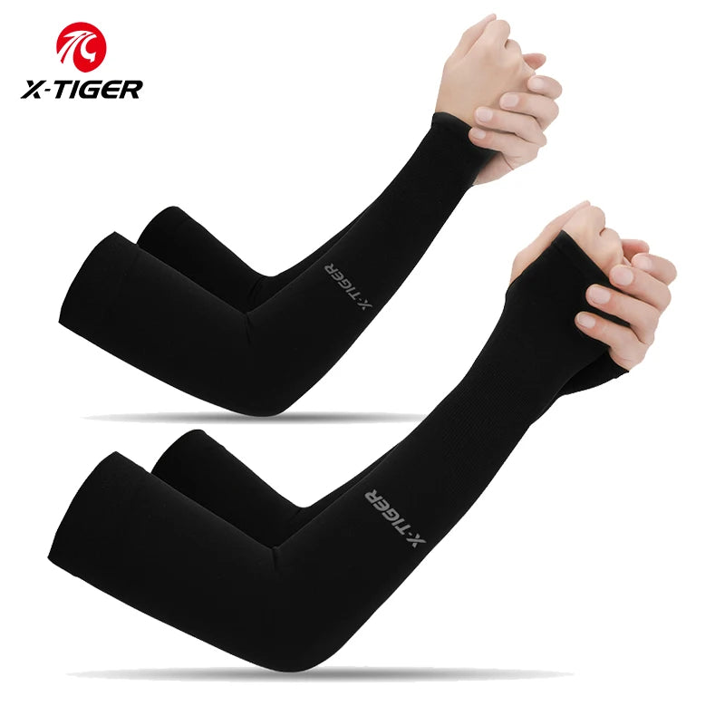 Mangas de ciclismo X-TIGER Tejido de hielo Protector solar anti-UV Manga de ciclismo para correr Deportes al aire libre Calentadores de brazos de ciclismo para hombres y mujeres