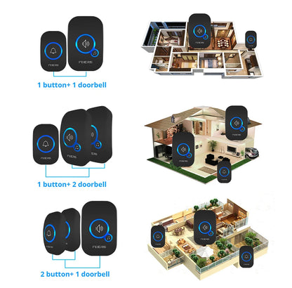 Timbre inalámbrico Fuers Home Welcome Timbre inteligente de 150 m de distancia inalámbrica 32 canciones Tono de llamada de timbre de bienvenida al hogar colorido