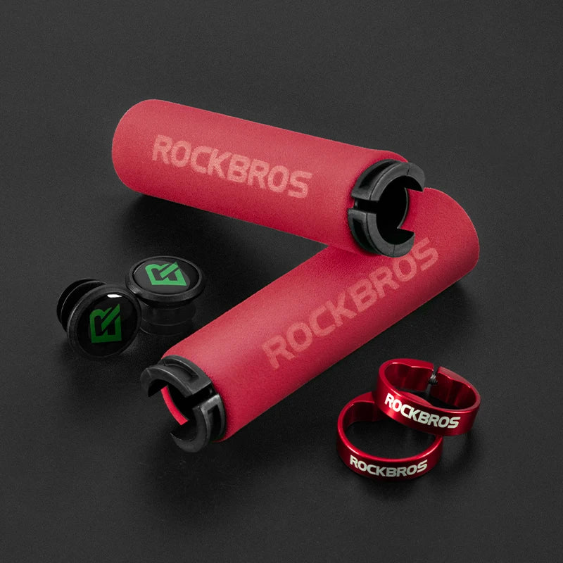 Puños de bicicleta ROCKBROS, puños de manillar de esponja de silicona para MTB, puños de bicicleta suaves que absorben los golpes y antideslizantes, puños de ciclismo ultraligeros