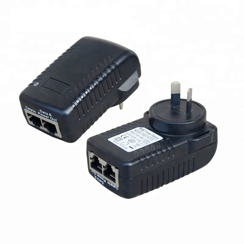 Inyector POE HKBTM de 48 V, 24 V, 12 V, 24 W, enchufe UE, EE. UU., Reino Unido y Australia para fuente de alimentación de cámara IP CCTV, adaptador Ethernet, punto de acceso para teléfono