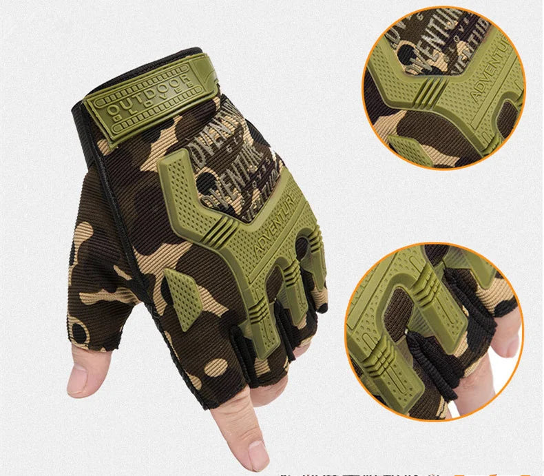 1Pair Gear Fingerless Hard Knuckle Tactical Gloves Men Half Finger Fitness Sport Gym Driving Riding Motorcycle Gloves