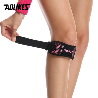 AOLIKES 1 rodillera ajustable para aliviar el dolor de rodilla, estabilizador de rótula, soporte para senderismo, fútbol, ​​baloncesto, correr y deportes